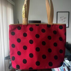 Vintage MOSCHINO handbag red w/ black polkadots